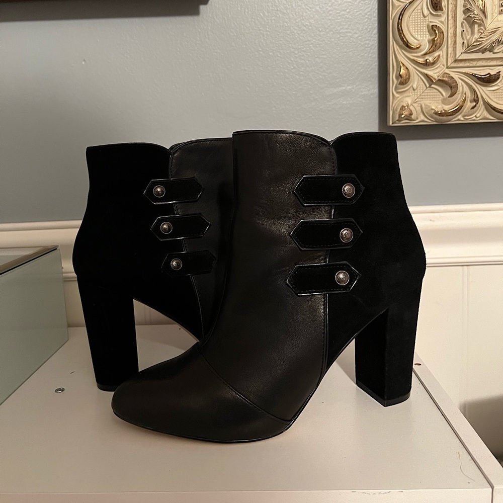 WHBM Black Suede Booties 8.5